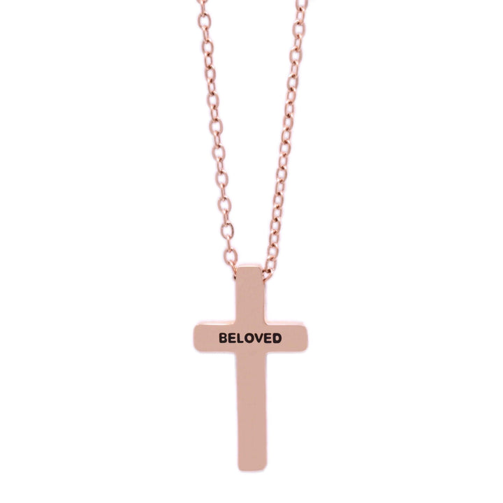 Rose Gold BELOVED Dainty Cross Necklace