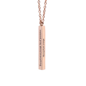 Rose Gold DON'T WORRY Vertical Bar Necklace