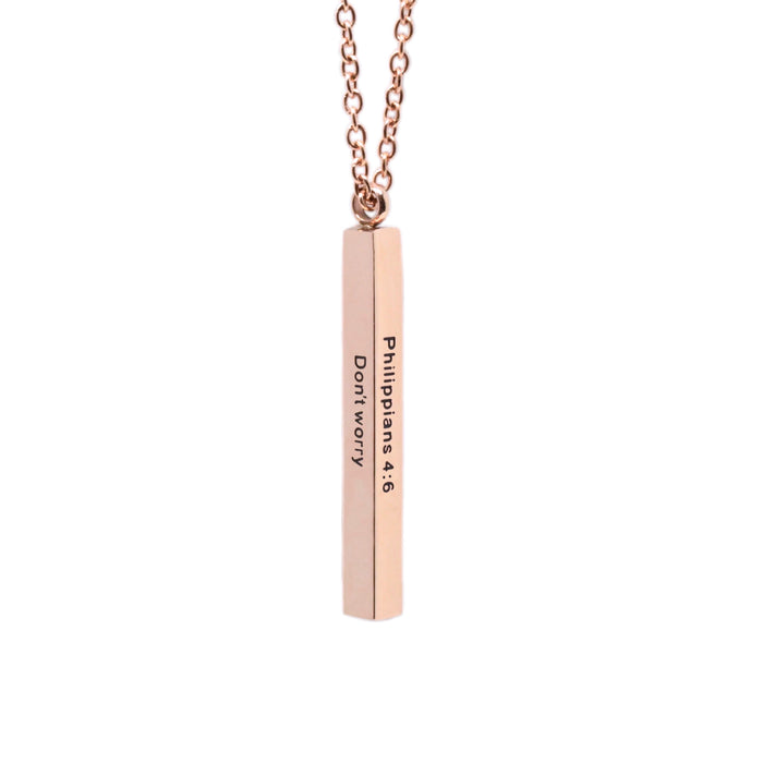 Rose Gold DON'T WORRY Vertical Bar Necklace