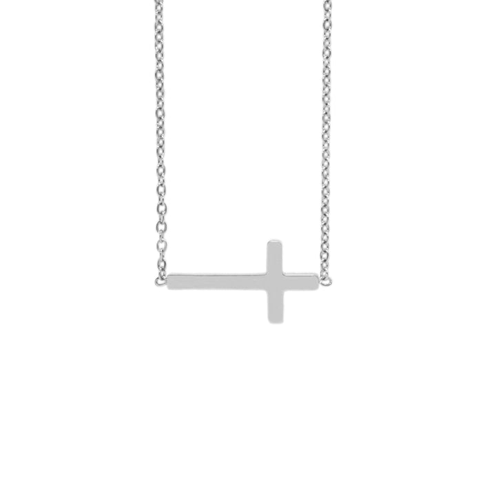 Silver Side Cross Necklace