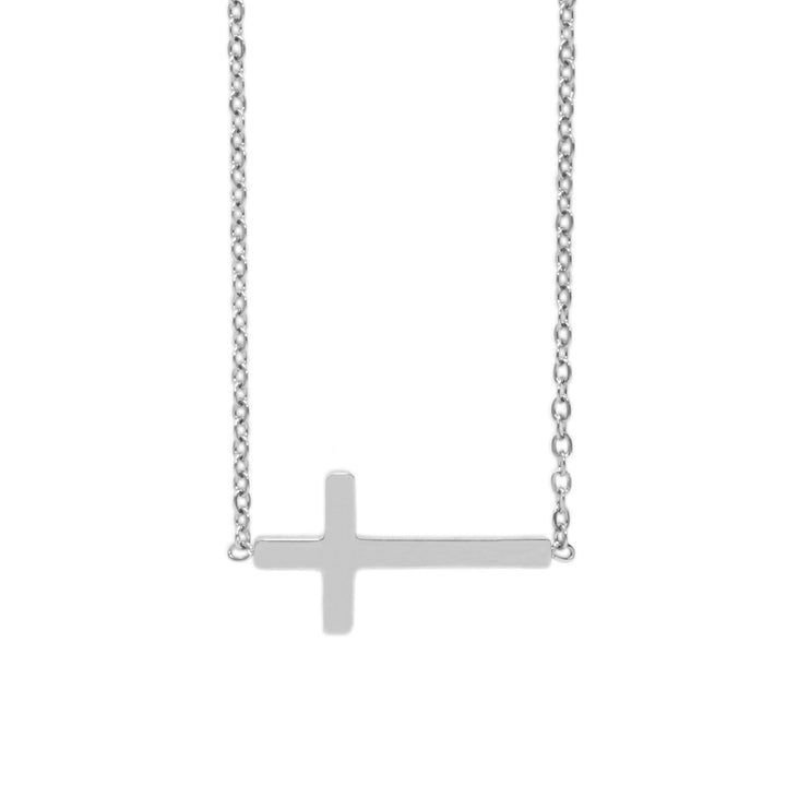 Silver Side Cross Necklace