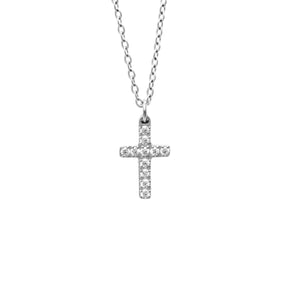 Silver CZ Extra Small Cross Necklace