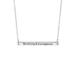 Silver STRONG & COURAGEOUS Bar Necklace