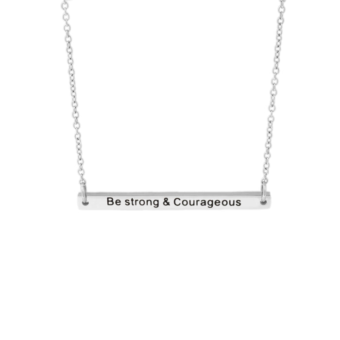 Silver STRONG & COURAGEOUS Bar Necklace