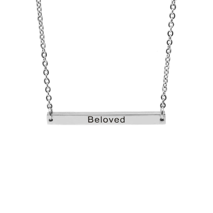 Silver BELOVED Bar Necklace