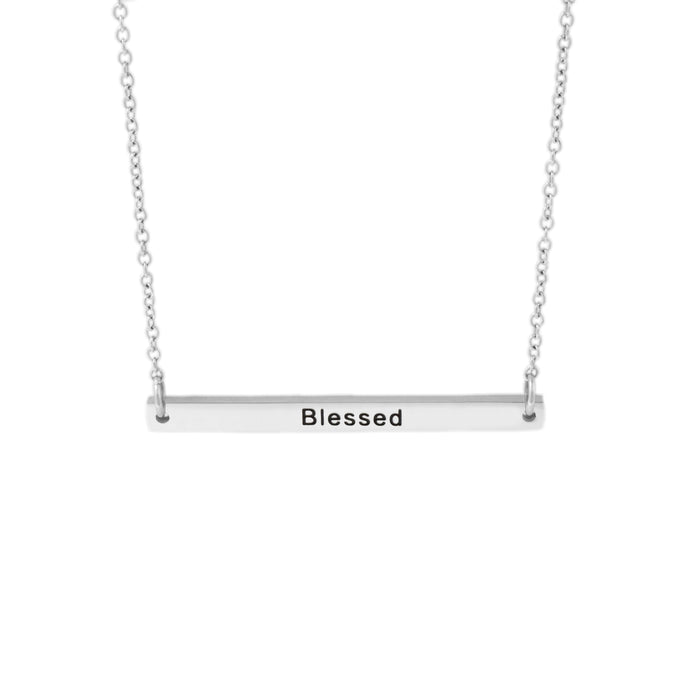 Silver BLESSED Bar Necklace