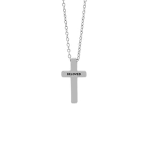 Silver BELOVED Dainty Cross Necklace