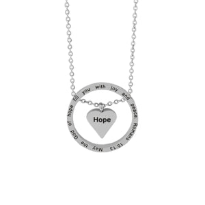 Silver HOPE Floating Heart Necklace