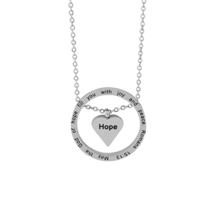 Silver HOPE Floating Heart Necklace