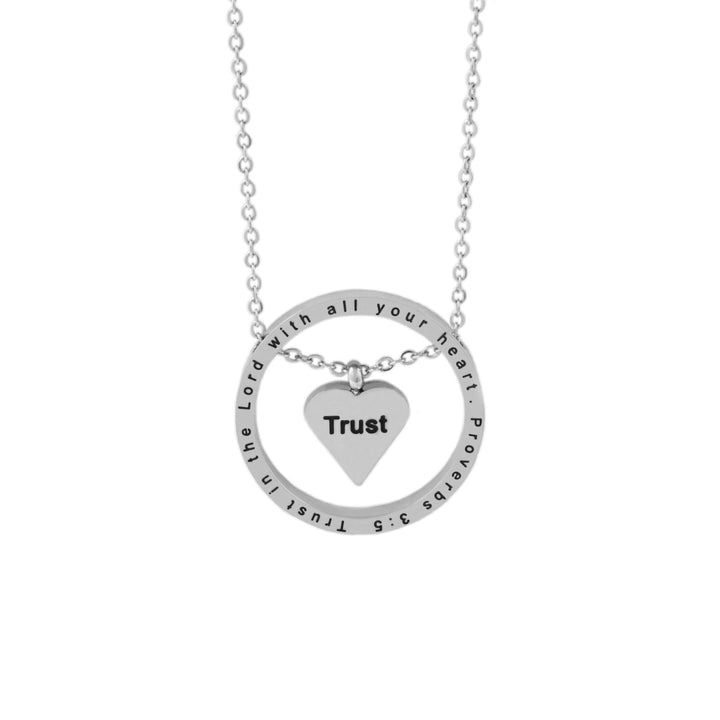 Silver TRUST Floating Heart Necklace
