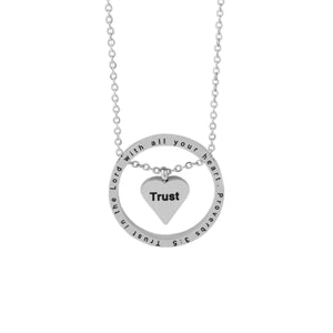 Silver TRUST Floating Heart Necklace