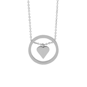 Silver LOVE Floating Heart Necklace