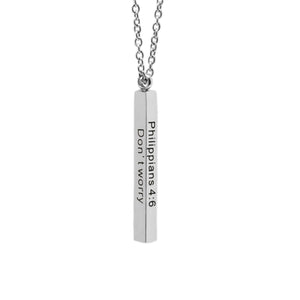 Silver DON'T WORRY Vertical Bar Necklace