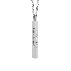 Silver LOVE IS Vertical Bar Necklace