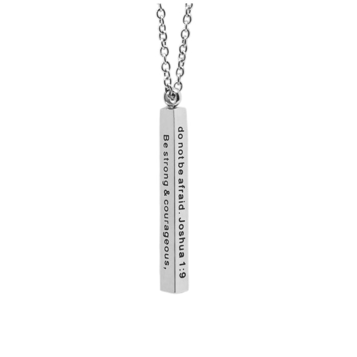 Silver BE STRONG & COURAGEOUS Vertical Bar Necklace