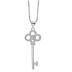 Silver CZ Key Necklace