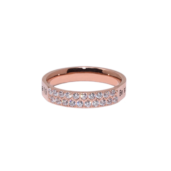 Rose Gold BE STRONG Double CZ Ring