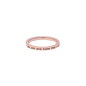 Rose Gold BE STILL CZ Ring