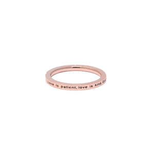 Rose Gold LOVE IS PATIENT CZ Ring