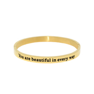 Gold YOU ARE BEAUTIFUL Bangle Bracelet