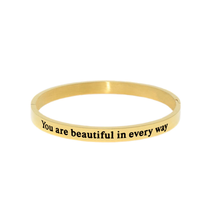 Gold YOU ARE BEAUTIFUL Bangle Bracelet