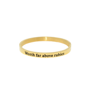 Gold WORTH FAR ABOVE RUBIES Bangle Bracelet