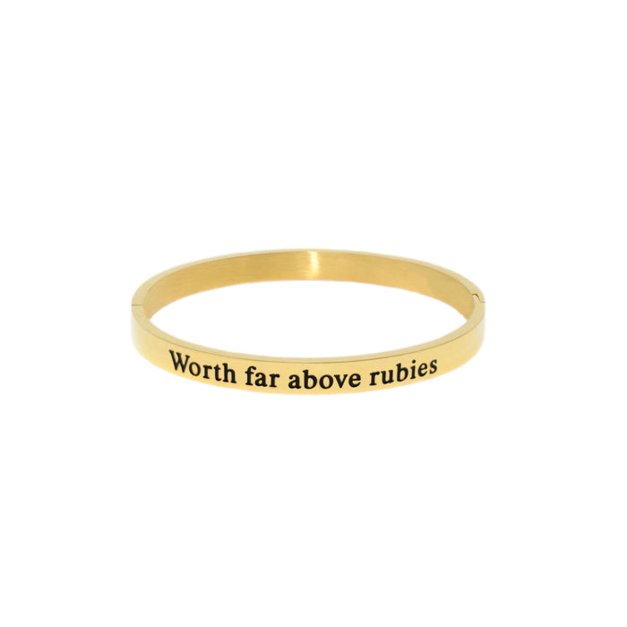 Gold WORTH FAR ABOVE RUBIES Bangle Bracelet