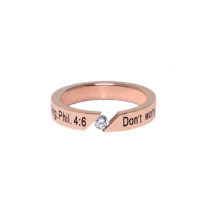 Rose Gold DON'T WORRY CZ Single Stone Ring