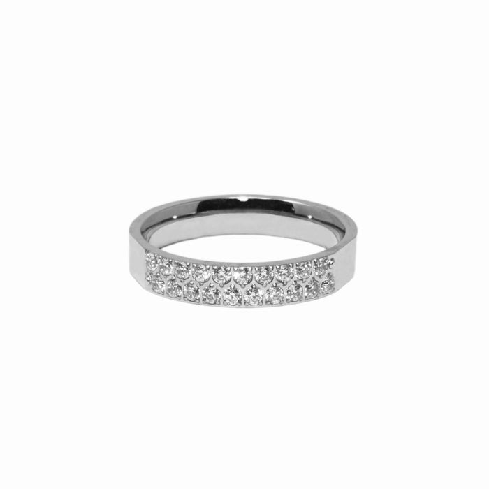 Silver OVERCOME EVIL WITH GOOD Double CZ Ring