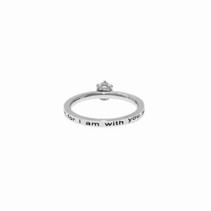 Silver Raised Solitaire CZ FEAR NOT Ring