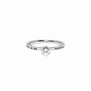 Silver Raised Solitaire CZ NOTHING CAN SEPARATE ME Ring