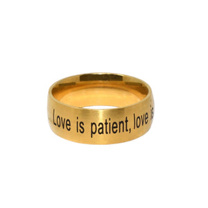 Gold LOVE IS PATIENT Thick Band