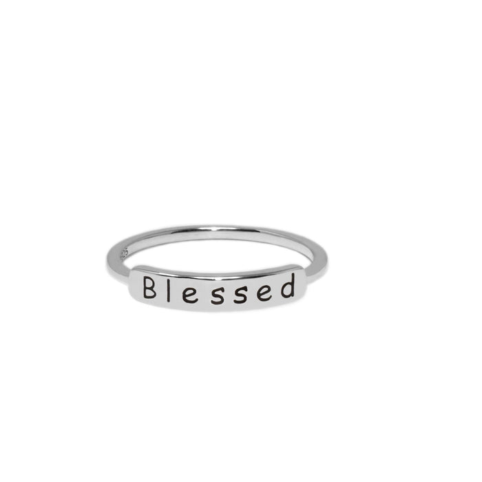 Sterling Silver BLESSED Bar Ring