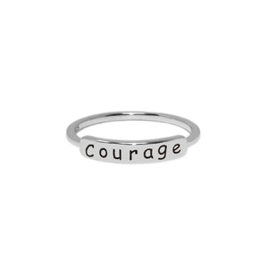 Sterling Silver COURAGE Bar Ring