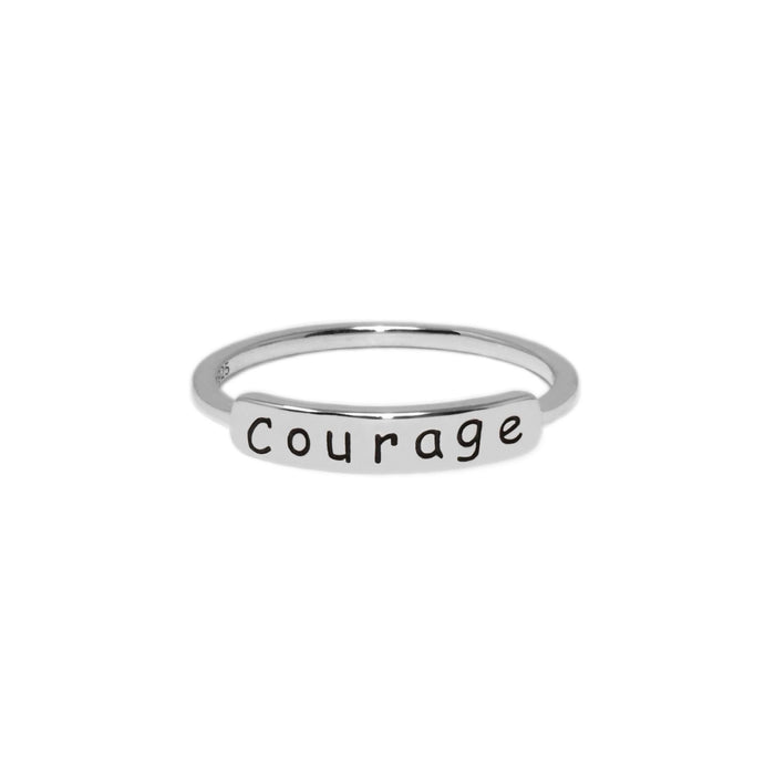 Sterling Silver COURAGE Bar Ring