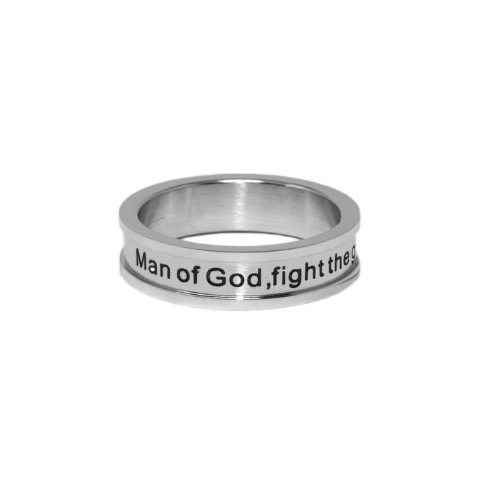 Silver Ridged MAN OF GOD Ring