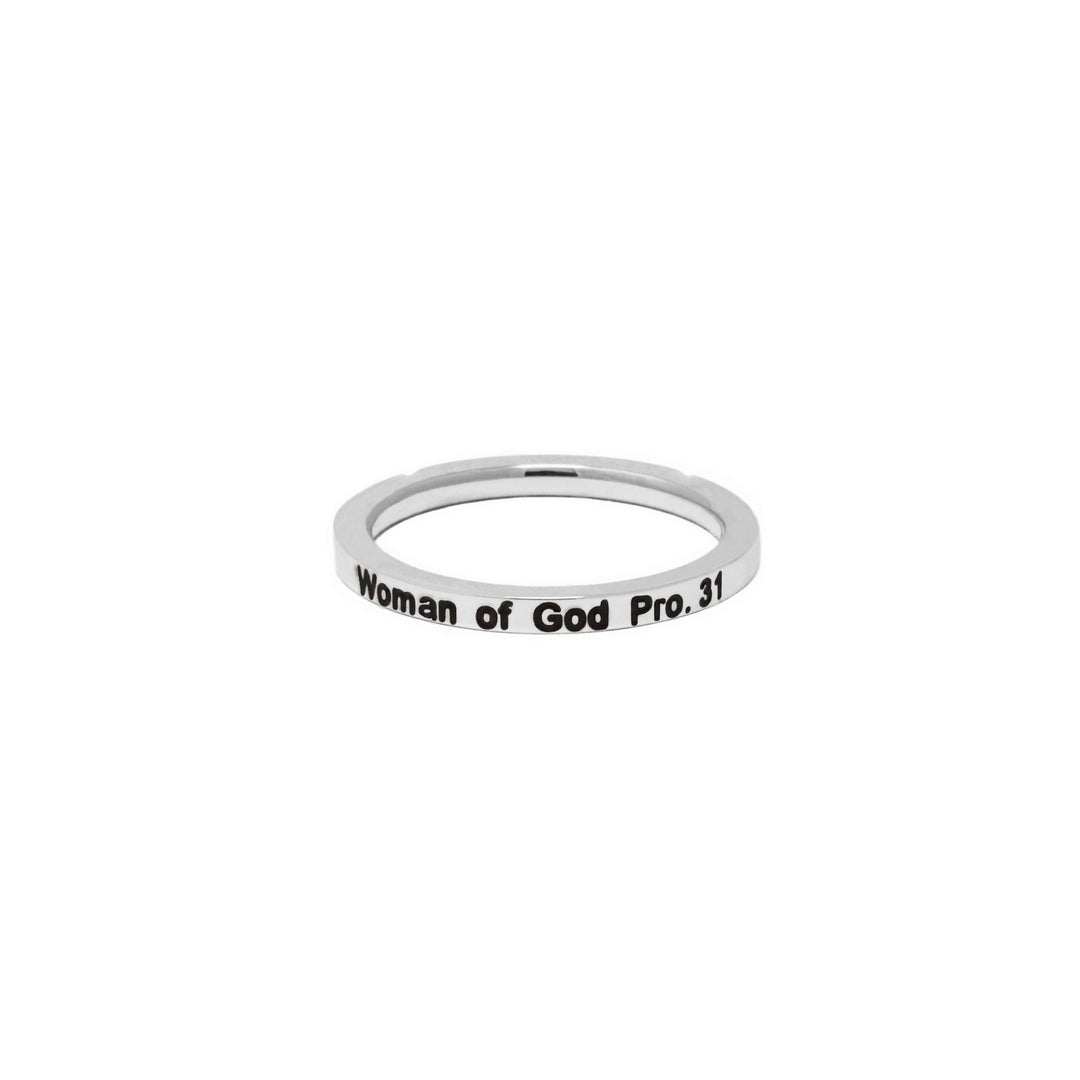 Silver WOMAN OF GOD CZ Ring
