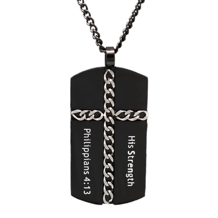 Black I CAN DO ALL THINGS Chain Cross Necklace