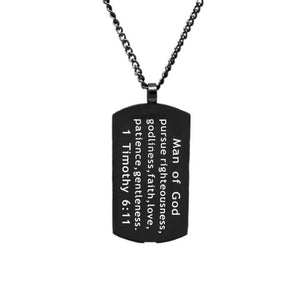 Black MAN OF GOD Chain Cross Necklace