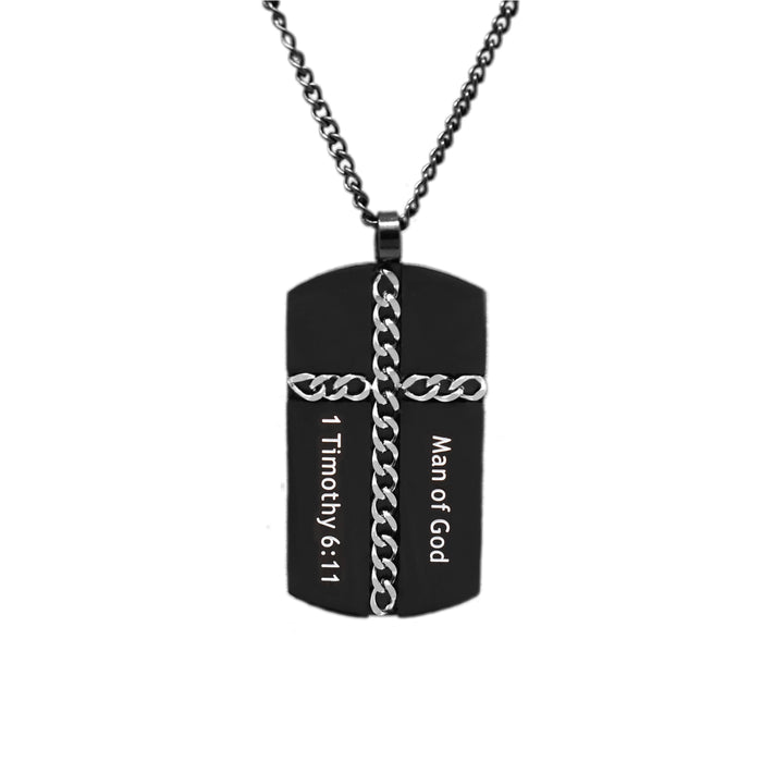 Black MAN OF GOD Chain Cross Necklace