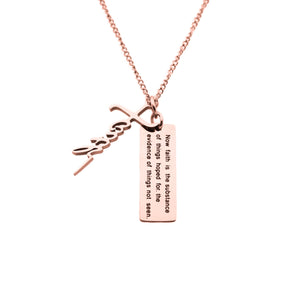 Rose Gold FAITH Necklace With Verse Tag