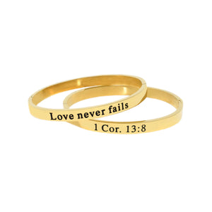 Gold LOVE NEVER FAILS Bangle Bracelet
