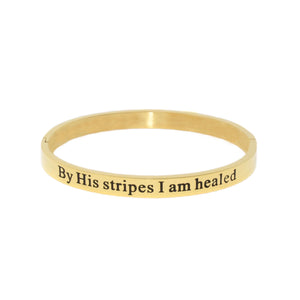 Gold BY HIS STRIPES WE ARE HEALED Bangle Bracelet