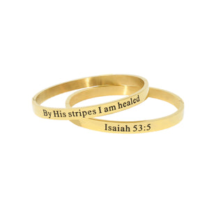 Gold BY HIS STRIPES WE ARE HEALED Bangle Bracelet