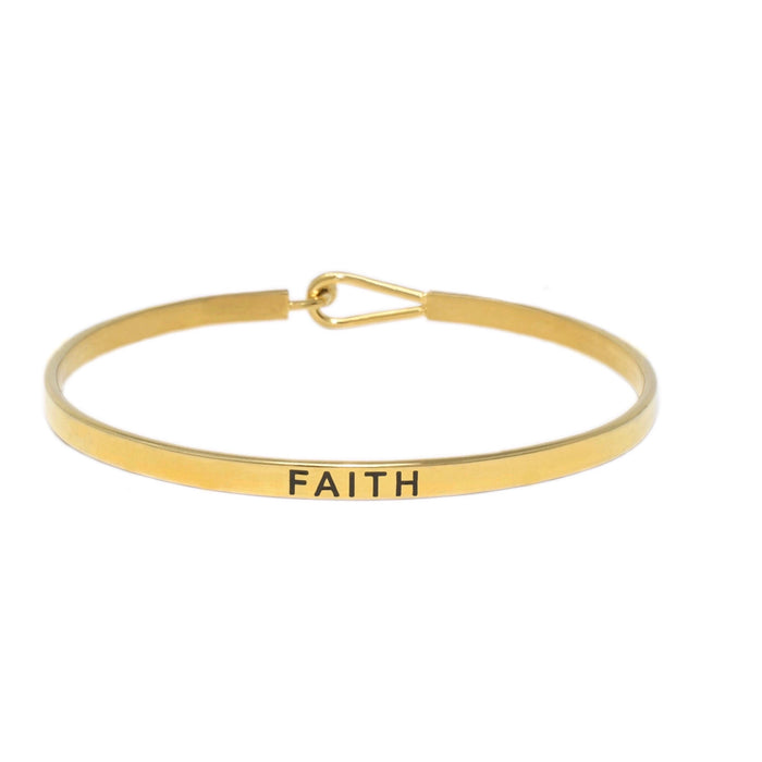 Gold FAITH Thin Hook Bracelet
