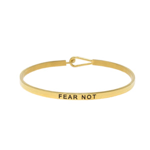 Gold FEAR NOT Thin Hook Bracelet