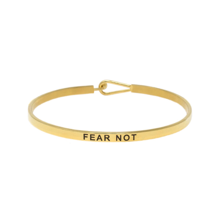 Gold FEAR NOT Thin Hook Bracelet