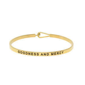 Gold GOODNESS AND MERCY Thin Hook Bracelet