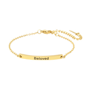 Gold BELOVED Chain Bar Bracelet