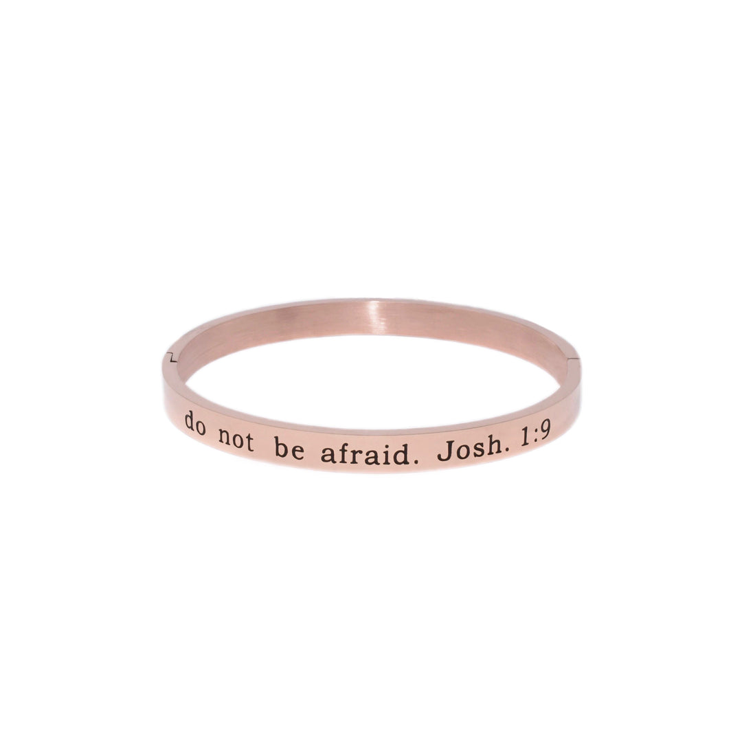 Be Strong And Courageous - Rose Gold Bangle Bracelet